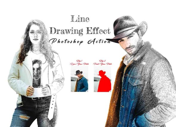 CreativeMarket - Line Drawing Effect Photoshop Action - 11016166