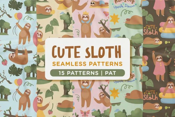 Cute Sloth Seamless Pattern - LNUA38W