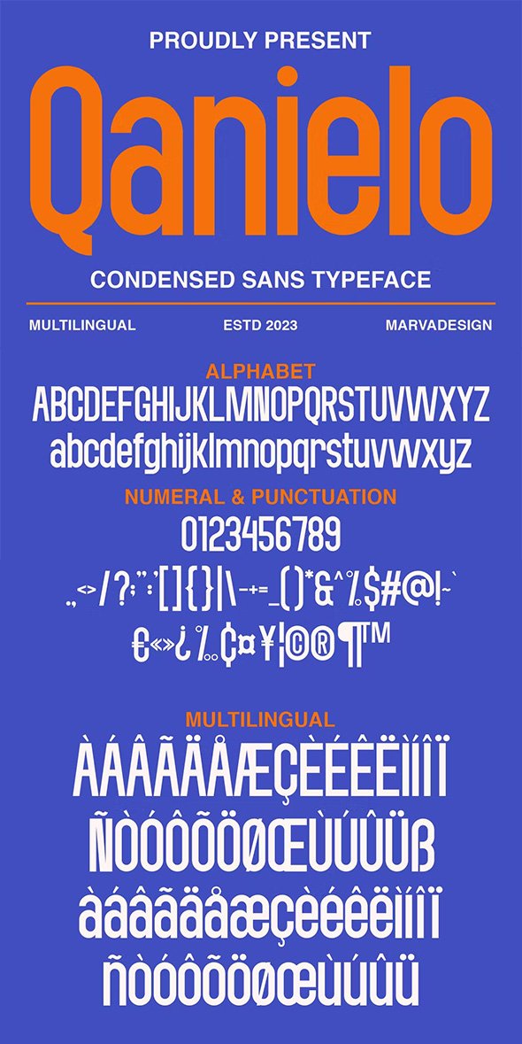 Qanielo - A Modern Condensed Font - GYF233J