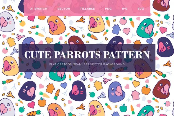 Cute Parrots Seamless Pattern - PJ9386T
