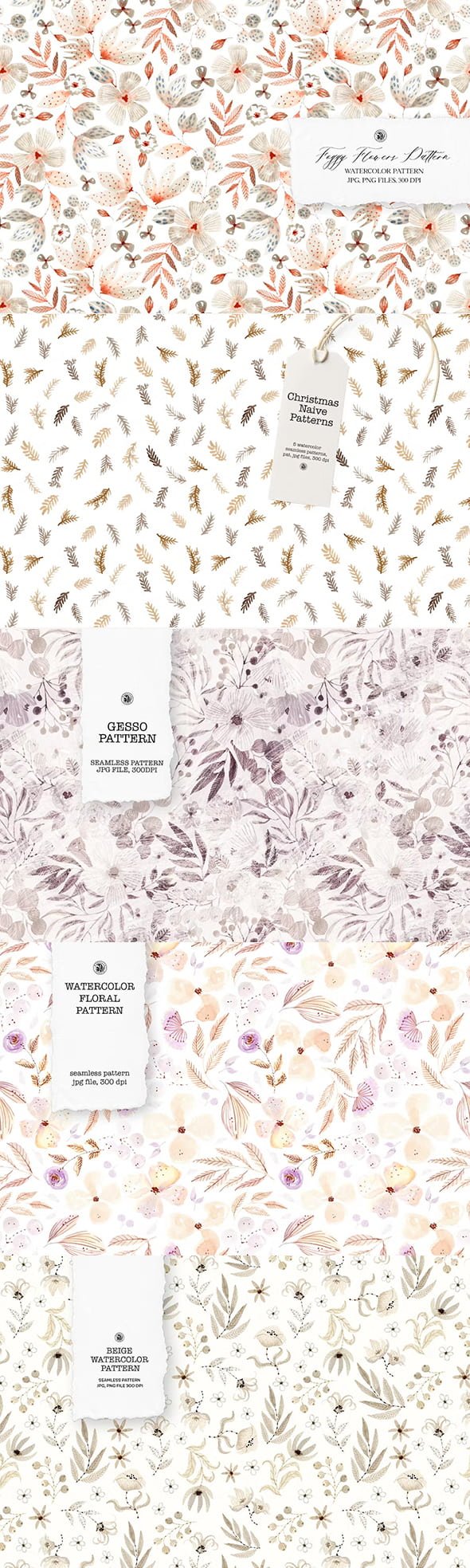 Delicate Watercolor Patterns Collection