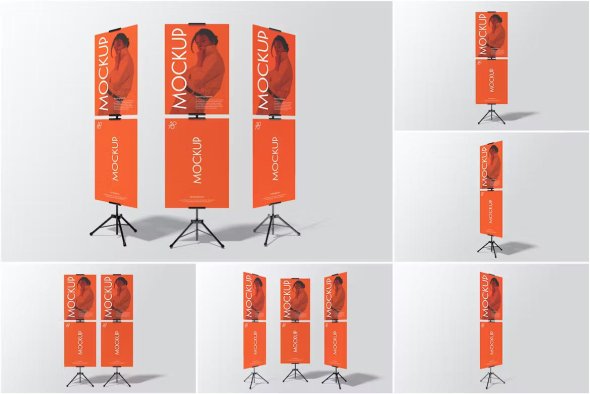 Double Board Standing Banner Mockup - L5JDHM9