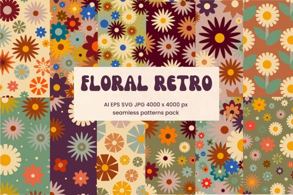 Floral Retro Seamless Patterns - KBG749G