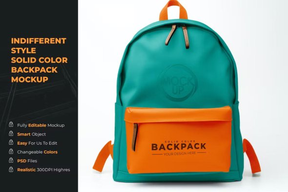 Indifferent Style Solid Color Backpack Mockup - WYY8G78