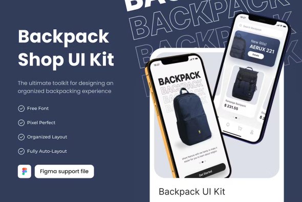 Backpack Shop Mobile UI Kit Template - NJLDQVK