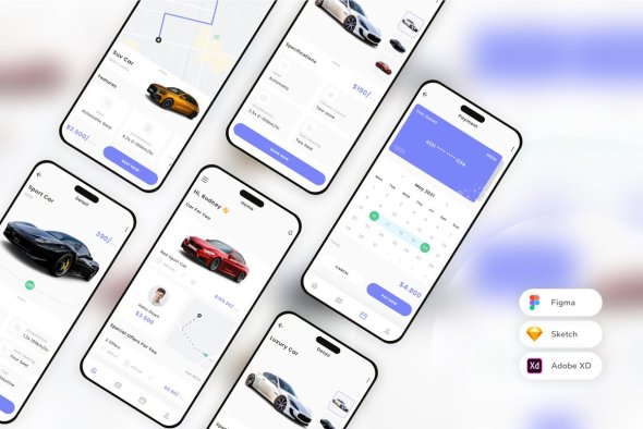 CreativeMarket - Car Rental & Booking App UI Kit - 42281962