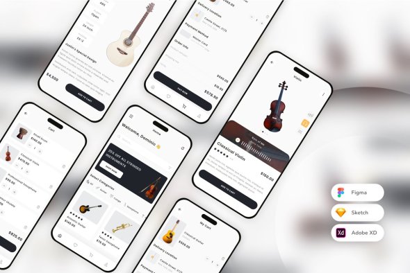 CreativeMarket - Instrument Store Mobile App UI Kit - 42274934