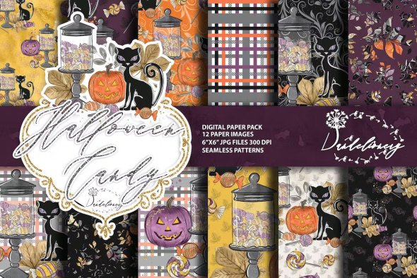Halloween Candy Digital Paper Pack