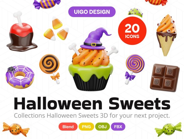 Ui8 - Halloween Sweet Candy Food 3D Icon