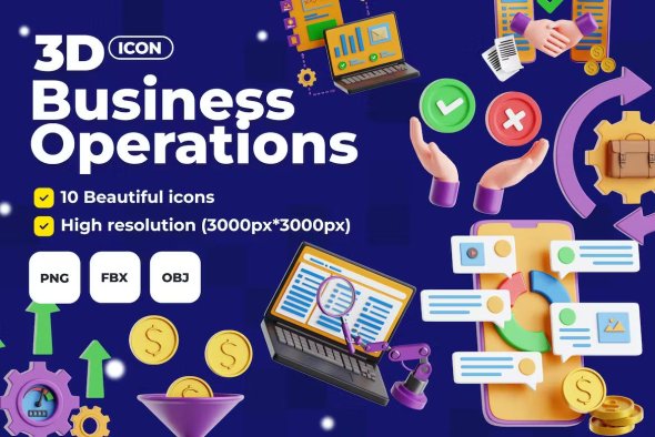 Business Operations V.1 - 3D Icon Set - DATWRYV
