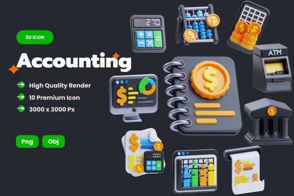 Accounting 3D Icons - ZNZE62M