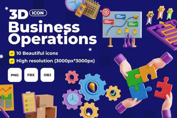 Business Operations V.2 - 3D Icon Set - 5UL383A
