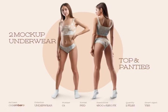 Mockups Woman Underwear. Top and Panties - 9E643RS