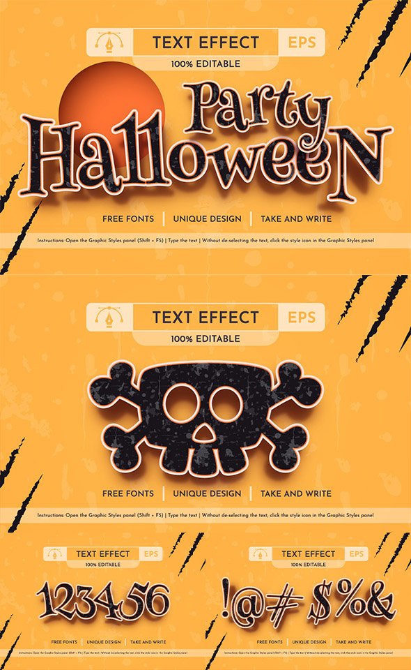 CreativeMarket - Halloween Party - Editable Text Effect, Font Style - 58616992