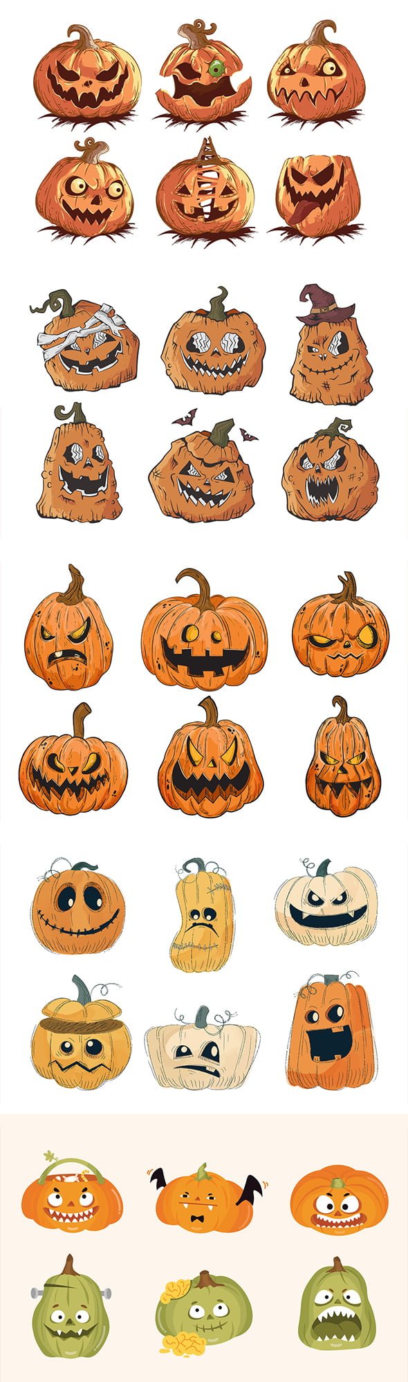 Halloween Pumpkins  Illustration Set