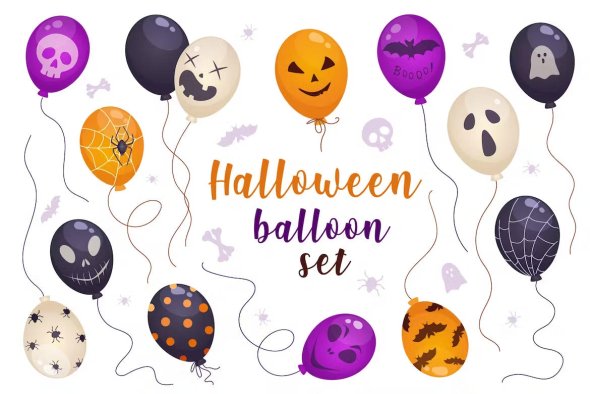 Halloween Balloons in Cartoon Style Set - LNVH7DT