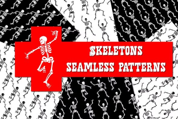 Skeleton Seamless Patterns - F9VHFZX
