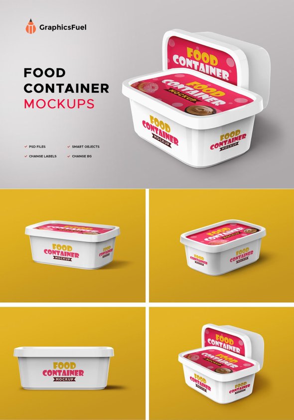 CreativeMarket -  Plastic Food Container Mockups - 4200027