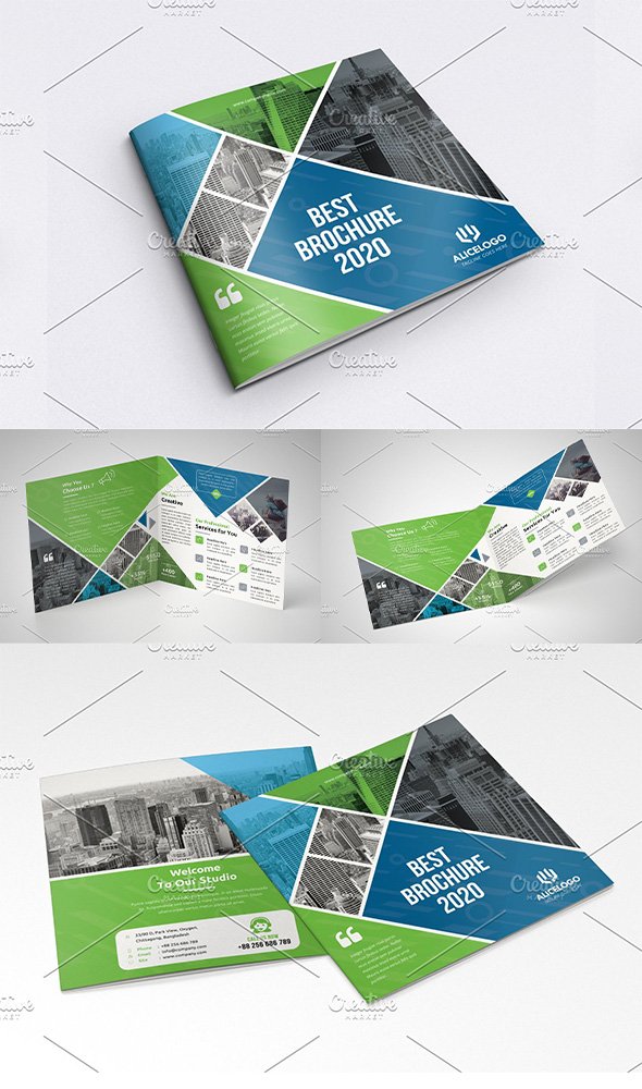 CreativeMarket - Square Bifold Brochure Template - 4242363