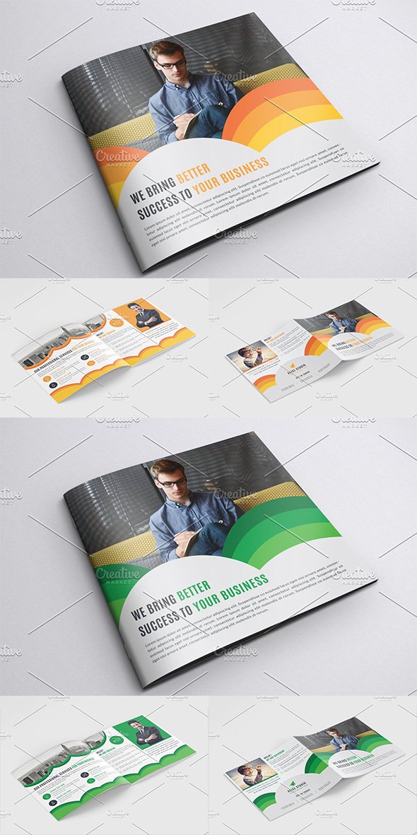 CreativeMarket - Square Bifold Brochure Template - 4241573