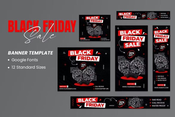 Black Friday Sale Banners Ad Template - U2WUBP9