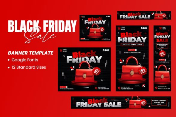 Black Friday Sale Banners Ad Template - ENM263G