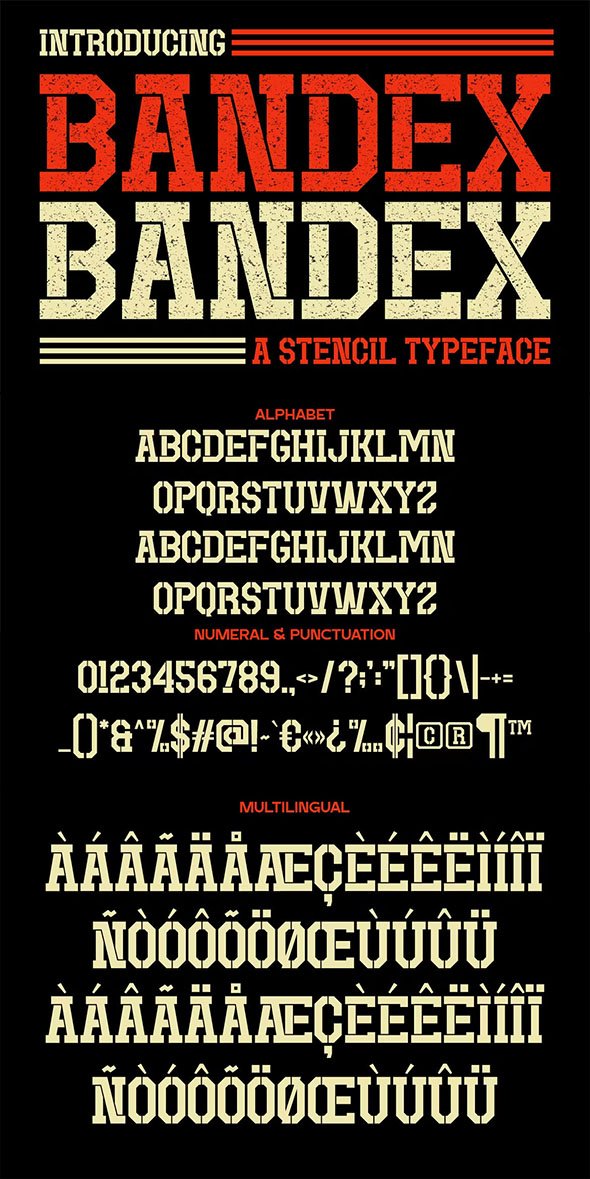 Bandex - Stencil Typeface - SHPL32E