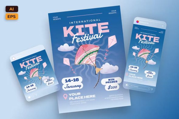 International Kite Festival Flyer Template - 6FDSB5W