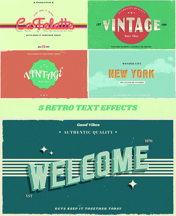 5 Vintage Retro Text Effects - NY7AKMR