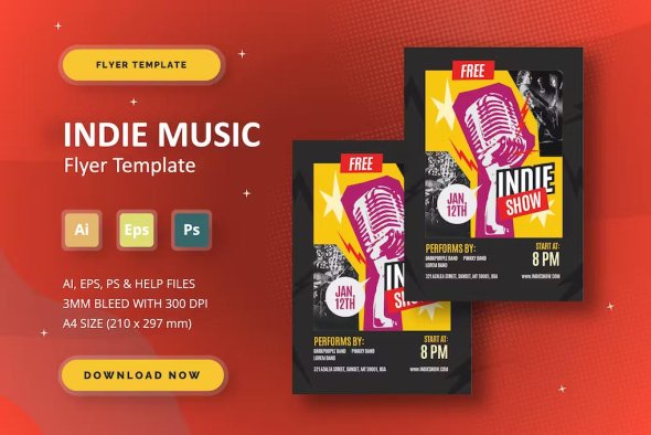 Indie Music - Flyer Template - 2UCFK3A