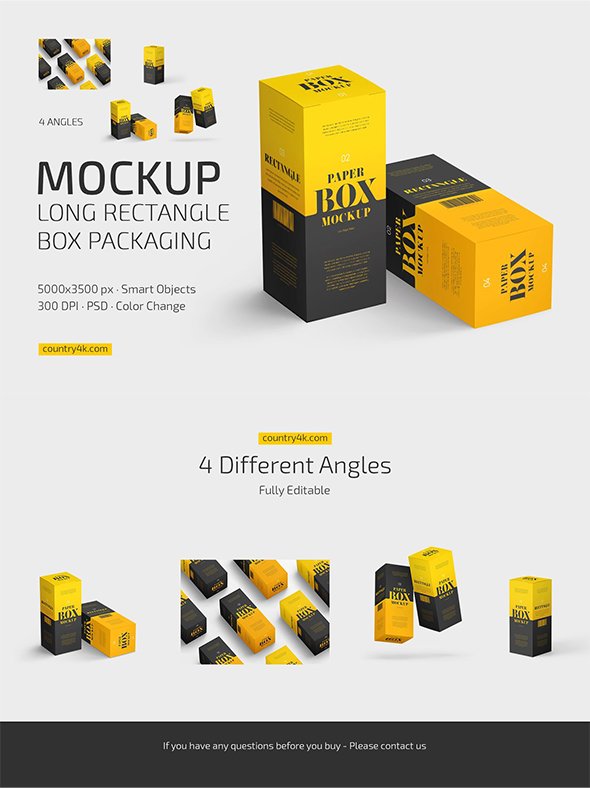 CreativeMarket -Long Rectangle Box Packaging Mockup Set - 6785972
