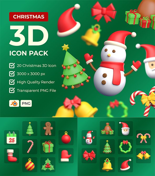 Ui8 - Christmas Object 3D Icon Pack
