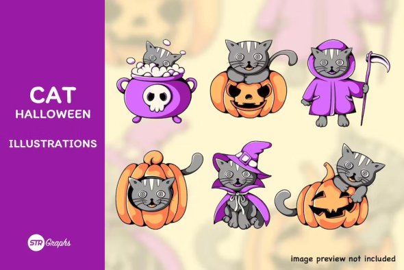 6 Cat Halloween - Character Pack - T236L6W