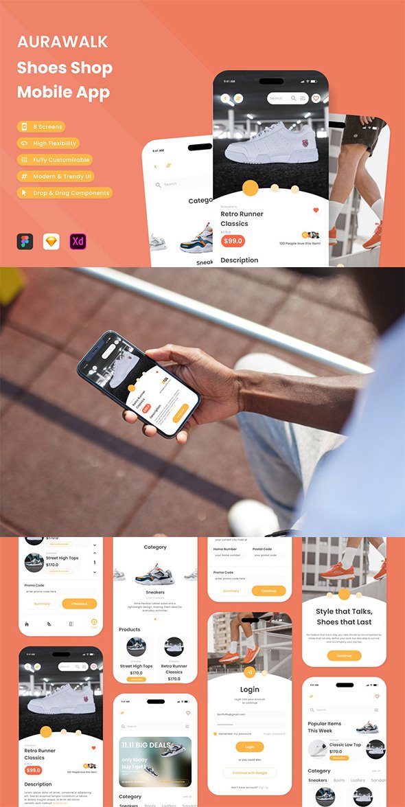 CreativeMarket - AuraWalk - Shoes Shop Mobile App - 91674876