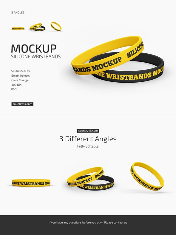 CreativeMarket - Silicone Wristbands Mockup Set - 6303645