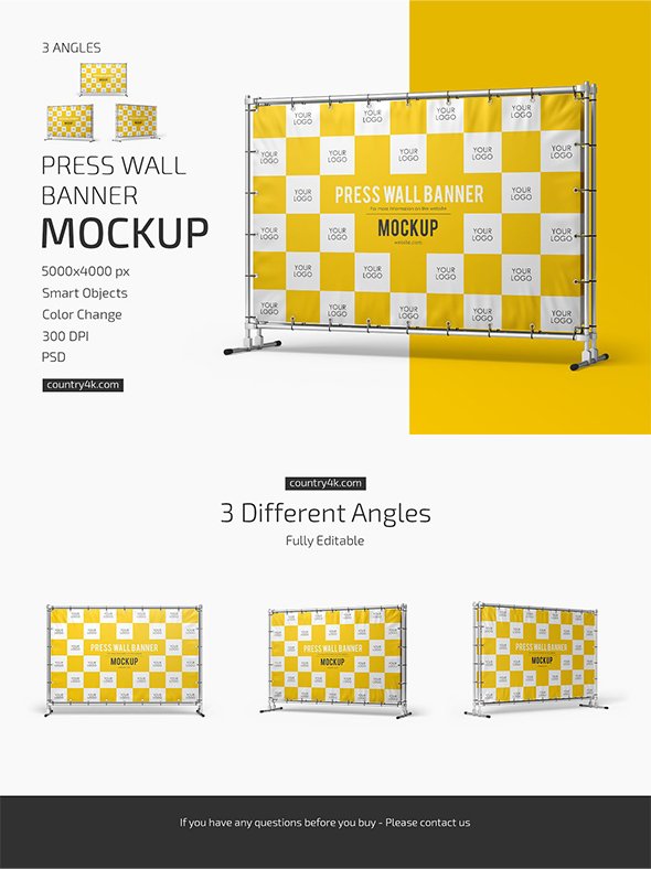 CreativeMarket - Press Wall Banner Mockup Set - 6212508