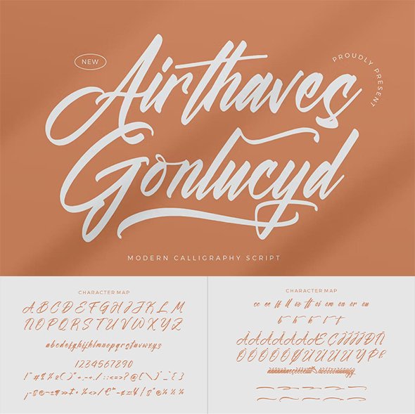 Airthaves Gonlucyd Modern Calligraphy Script Font - 489A8YL