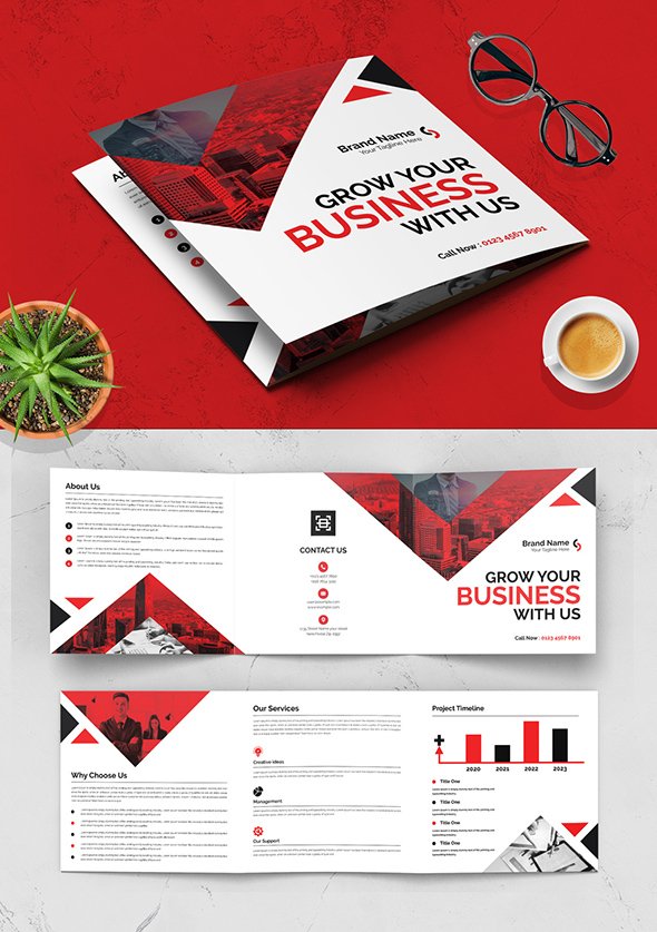 AdobeStock - Brochure with Red Color Accents - 525675019