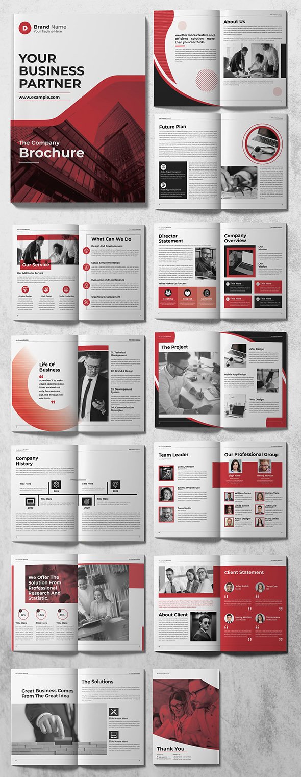 AdobeStock - Company Profile Brochure Layout with Salmon Red - 513055950