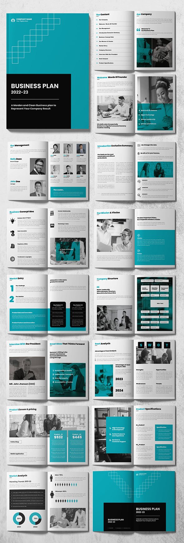 AdobeStock - Business Plan Layout with Blue Accents - 513056230