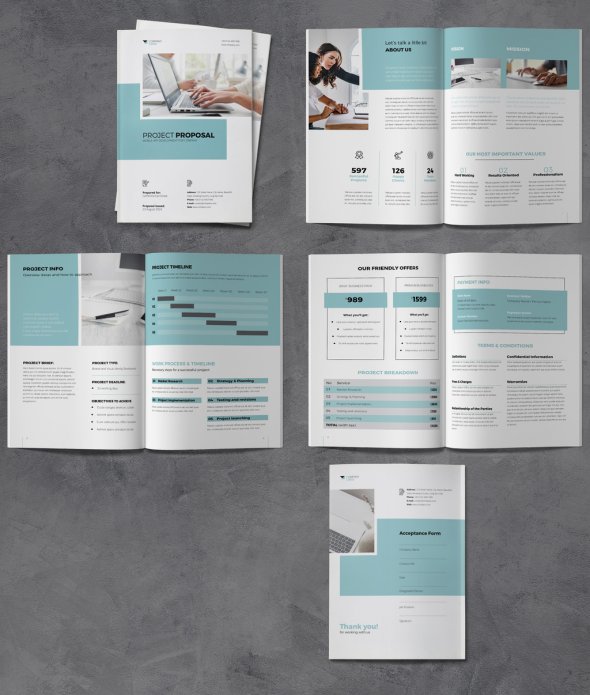 AdobeStock - Proposal Brochure Template with Blue Accents - 537880772