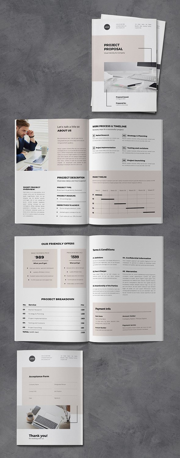 AdobeStock - Proposal Brochure Template with Beige Accents - 537880773