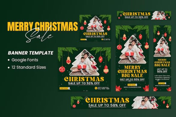 Merry Christmas Sale Banners Ad Template - CNV4U87