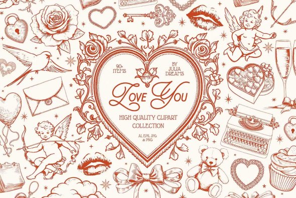 Love You Valentine's Day Collection Vintage Hearts - UNZHRYE