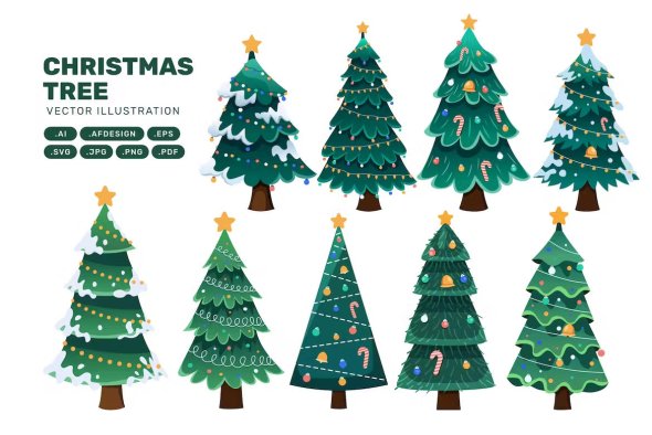 Christmas Tree Vector Illustration Set - PGGTH8G