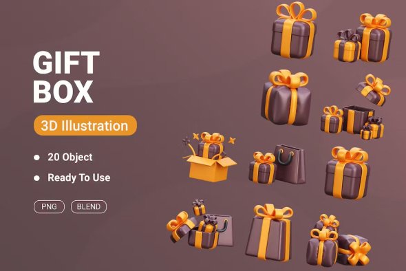 Gift Box 3D Icon - WQHTCTT