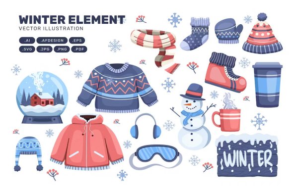 Winter Object Element Collection Clip Art - 2HN8UJH