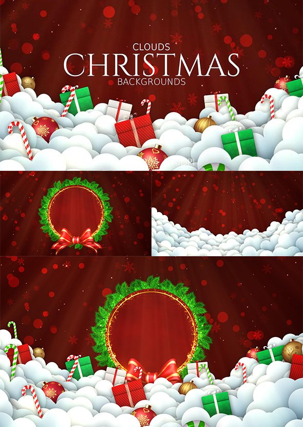 Christmas Clouds Backgrounds Set 4