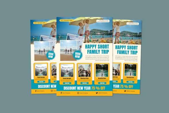 Happy Short Family Trip Flyer -  ZUA9PZC
