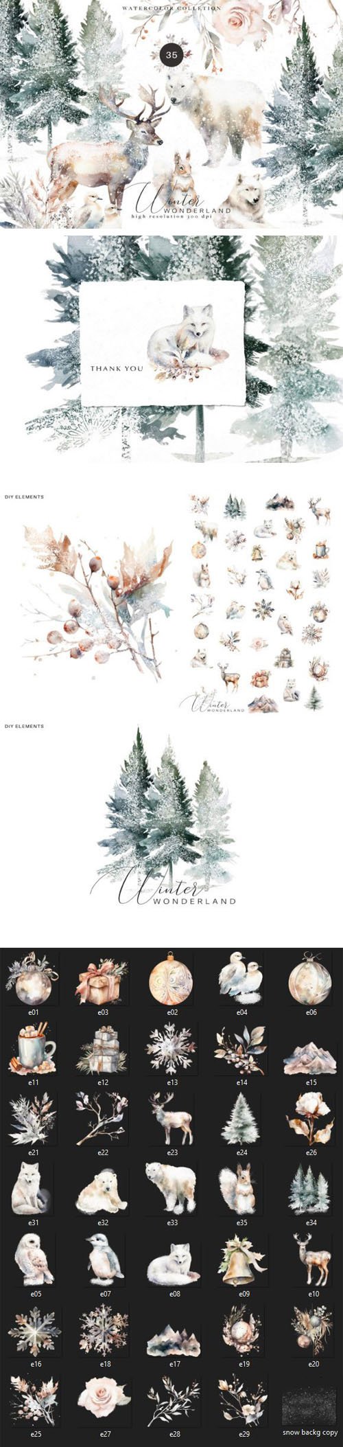 Evergreen - Winter Wonderland - Watercolor Collection